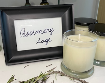 Rosemary Sage Fragrance 100% USA Soy Bean Wax Candle Status Jar 9 oz Phthalate Free  Pine Green Floral Cedar Notes Scent Aromatherapy