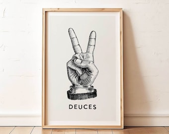 Deuces Funny Bathroom Poster, Retro Toilet Humor Art (Digital Download)