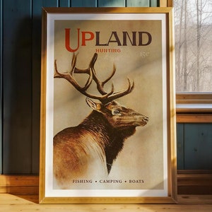 Retro Hunting Buck Print Gift for Hunter Art Poster Retro Hunting Wall Decor Deer Hunting Artwork Outdoorsy Wall Art Hunting Dad