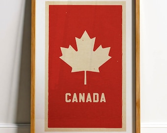 Kanada Blatt Poster: Retro Natur, Ahorn Flagge Poster