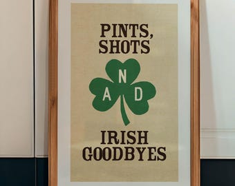 Irish Goodbye Print: Retro St. Patrick's Art Fun Clover Poster Holiday Decor