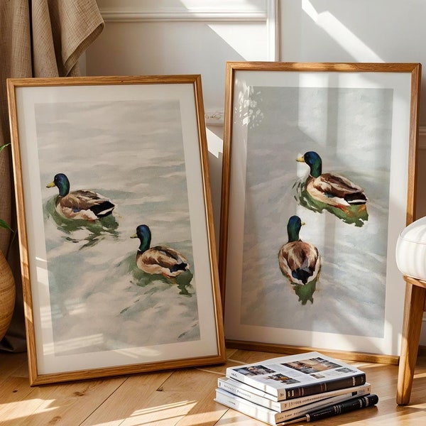 Retro printset wilde eendeend, buitenhuisdecoratie