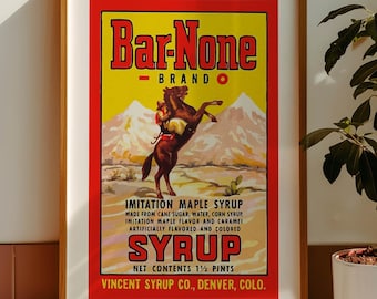 Retro Colorado Syrup Label Print: Rustic Kitchen Wall Art