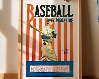 Retro Baseball Magazine Art Print: Vintage Sports Decor (11x17 Inch)