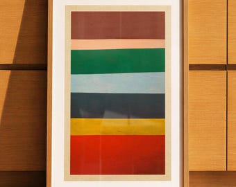 Stripe Multicolor Block Print: Vintage Color Field Poster