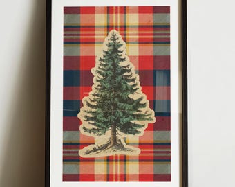 Flannel Pine Tree Print: Cabin Wall Art, Nature Wall Decor, Lake House