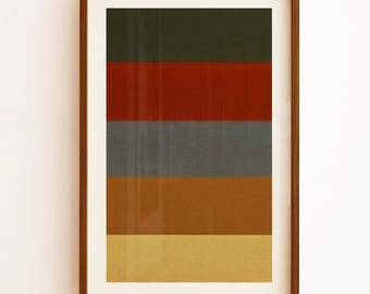 Rustic Winter Field Print: Color Block Textile Art Poster, Cabin Decor