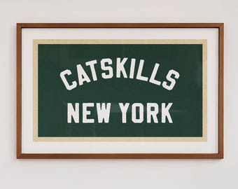 Rustic Catskills New York Print: Retro Upstate Poster, Outdoorsy Decor
