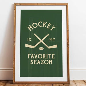 Hockey Season Print Retro Hockey Art Poster Hockey Wall Decor Ice Hockey Gift for Hockey Fan Kids Room Decor