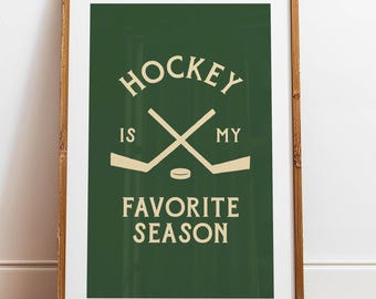 Hockey Season Print Retro Hockey Art Poster Hockey Wall Decor Ice Hockey Gift for Hockey Fan Kids Room Decor