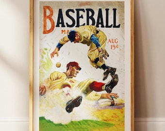 Retro Baseball Art Print: Vintage Sports Wall Decor (11x17 Inch)