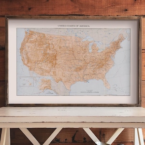 Stampa mappa retrò degli Stati Uniti, arte all'aperto, regalo di viaggio per papà, poster mappa degli Stati Uniti, decorazione da parete per cabina, arte da parete per esterni, campeggio di caccia e pesca