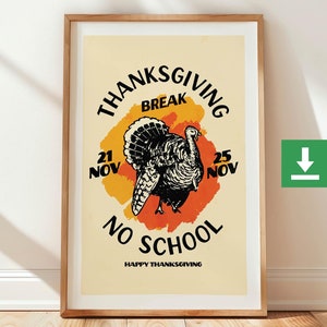 Retro Thanksgiving Art Print Thanksgiving Poster Kitchen Wall Art Thanksgiving Decor Digital Print Printable Art Thanksgiving Party Gift