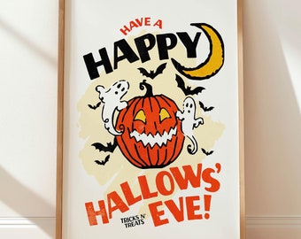 Retro Halloween Art Print | Spooky Home Decor (Digital Download)