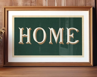 Old Fashion Home Print: Retro Kitchen Wall Decor, Vintage Style Lettering