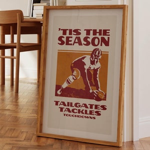 Retro Football Art Print, Rustic Sports Wall Decor - Etsy