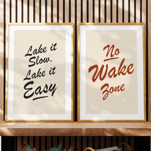 Retro See Drucke Im Freien Kunst See Haus Poster 2er Set Outdoorsy Wand Kunst Cabin Decor Natur Kunst See Geschenk für Cottage