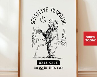Lustiges Bären-Badezimmer Poster | Sensible Klempner, Toiletten Humor