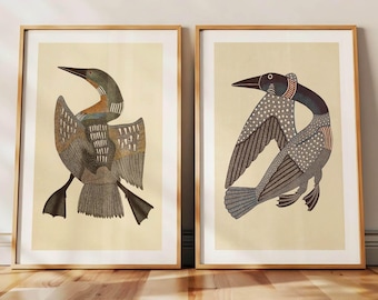 Spirit Loon Art Prints: Rustic Outdoors Art, Lake House Decor, Set of 2