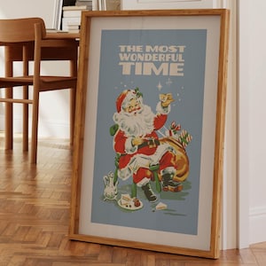 Retro Holiday Art Santa Print Christmas Poster Kitchen Wall Art Christmas Home Decor Winter Kitchen Decor Holiday Party Gift for Home