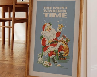 Retro Holiday Art Santa Print Christmas Poster Kitchen Wall Art Christmas Home Decor Winter Kitchen Decor Holiday Party Gift for Home