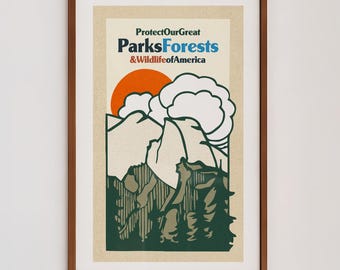 Conservation Land & Wildlife Print: Retro Outdoors Art