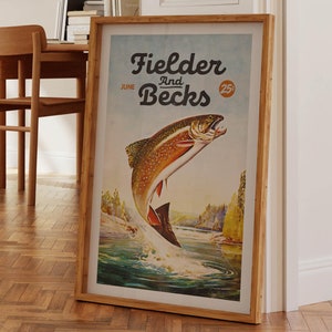 See Angeln Druck Geschenk für Papa Retro Angeln Kunst Poster Angler Wand Dekor Fluss Angeln Kunstwerk Cabin Fischer Geschenk