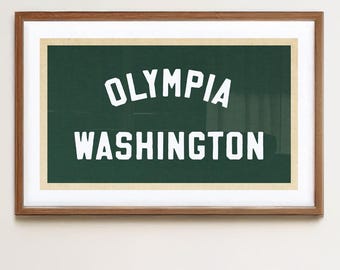 Rustic Olympia Washington Print: Retro United States Art, Patriotic Decor, Americana