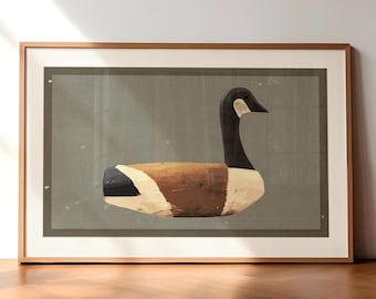 Canadian Goose Print: Retro Outdoors Art, Waterfowl Poster, Rustic Lake House Decor