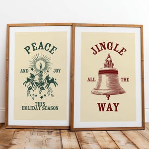 Retro Christmas Art Prints: Festive Holiday Kitchen Wall Decor Set