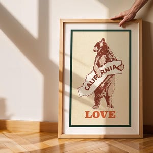 Retro California Art Print Outdoors Art Gift for Traveler California Love Poster Outdoorsy Decor Camping Wall Decor Cabin Wall Art