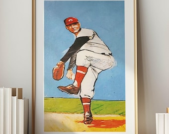 Retro Baseball Print Old Time Baseball Poster Sports Wall Art Home Sports Decor Vintage Baseball Gift for Baseball Fan