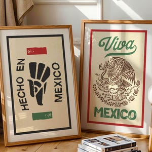 Retro Mexico Wall Art Travel Prints Set of 2 Mexico Travel Posters Colorful Mexican Artwork Gift for Traveler Mexico Wall Decor