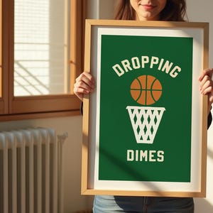 Retro Basketball Art Print Sports Poster Kids Wall Art Basketball Home Decor Basketball Kids Room Decor Basketball Party Gift for Friend