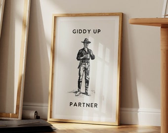 Impresión artística de café vaquero, decoración de cocina occidental, regalo divertido