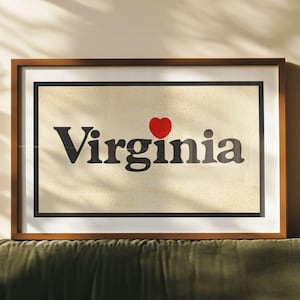 Retro Virginia Art Print Lovers State Virginia Poster Virginia Wall Art Retro United States Wall Decor Gift For Traveler or Virginians