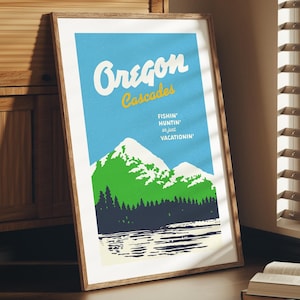 Retro Oregon Travel Print Oregon Art Wall Decor Vintage Oregon Poster Oregon Cascades Wall Art Gift For Oregonian Outdoorsy Wall Decor