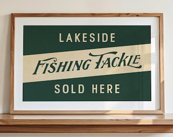 Fishing Tackle Print: Retro Outdoors Art, Angler Poster, Rustic Lake House Decor