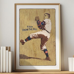 Retro Baseball Print Sports Baseball Art Poster Sports Wall Art Home Sports Decor Vintage Baseball Gift for Baseball Lover