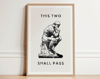 Funny Bathroom Poster: 'This Two Shall Pass' Retro Toilet Humor