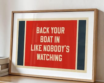 Boat Quote Print: Retro Outdoors Art, Fishing Poster, Rustic Lake House Decor