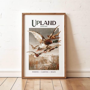 Retro Mallard Print Gift for Hunter Retro Hunting Art Poster Cabin Wall Decor Bird Artwork Outdoorsy Wall Art Hunting Dad Gift