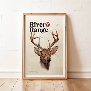 Hunting Art Print Vintage Hunting Poster Deer Hunting Gift for Dad Retro Outdoorsman Gift Outdoorsy Wall Decor Hunter Artwork Wildlife