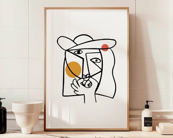 Funny Bathroom Art Print: Abstract Face Toilet Humor