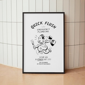 Retro Badezimmer Druck Lustiges Badezimmer Kunst Badezimmer Wand Poster Flush Print Toilette Humor Zeichen Geschenk für Zuhause