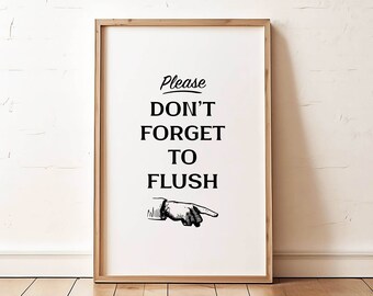 Funny Bathroom Print: Please Flush Retro Restroom Poster