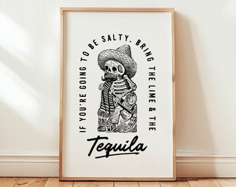 Tequila Western Wall Art Tequila Bar Decor Western Tequila Print Bar Cart Poster Fun Kitchen Dining Decor Tequila Drinker Gift for Friend