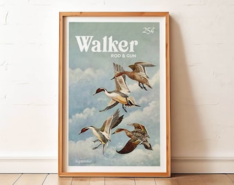 Vintage Geese Hunting Art Print, Retro Outdoorsman Decor