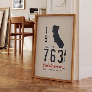 Impresión retro del estado de California, arte de pared de California, decoración de pared retro de viaje, arte de pared del estado dorado, regalo para viajeros amantes de las actividades al aire libre, símbolo rústico del estado de EE. UU.