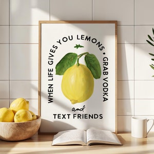 Citroen wodka muur kunst wodka bar decor citroen wodka print bar winkelwagen poster leuke keuken eetkamer decor wodka drinker cadeau voor vriend